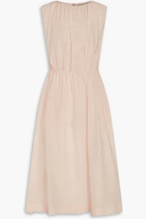 Loulou Studio Aphrodite gathered cotton and silk-blend midi dress - Pink - M