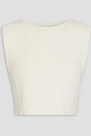 Loulou Studio Chace cropped ribbed-knit top - White - XL