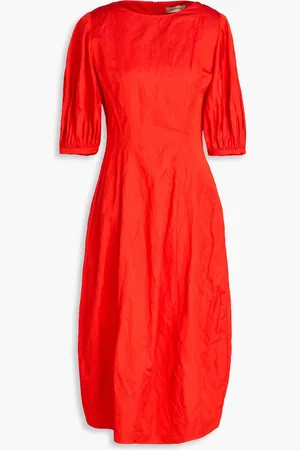 GENTRYPORTOFINO Crinkled satin midi dress - Red - IT 40