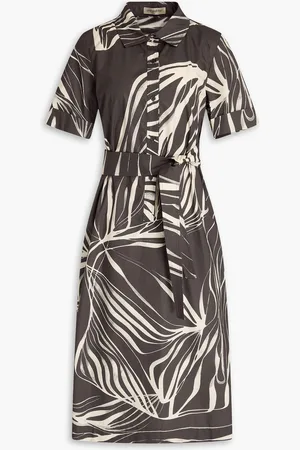 GENTRYPORTOFINO Cutout printed cotton-poplin midi shirt dress - Gray - IT 42