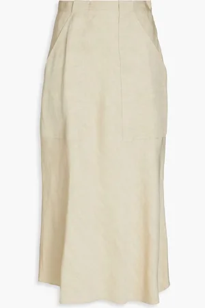 GENTRYPORTOFINO Linen-blend midi skirt - Neutral - IT 42