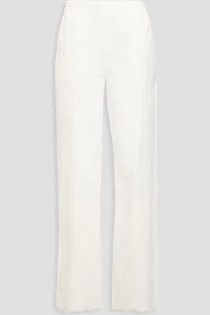 Loulou Studio Dulche broderie anglaise cotton wide-leg pants - White - XL