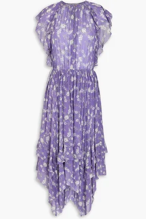 ULLA JOHNSON Ruffled floral-print silk-georgette midi dress - - US 8