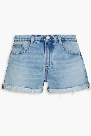 Frame Le Grand Garcon frayed denim shorts - Blue - 25