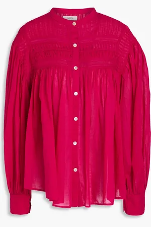 Marant Etoile Plalia pintucked cotton-voile blouse - Red - FR 34