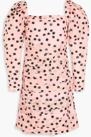 STINE GOYA Nala pleated fil coupé organza mini dress - Pink - L