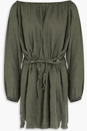 James Perse Off-the-shoulder linen mini dress - Green - 0