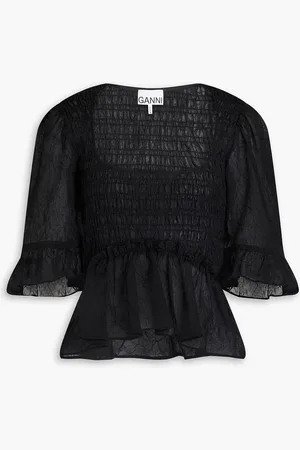 Ganni Shirred georgette top - - DE 38