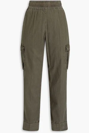 James Perse Striped cotton and Lyocell-blend twill cargo pants - Green - 2