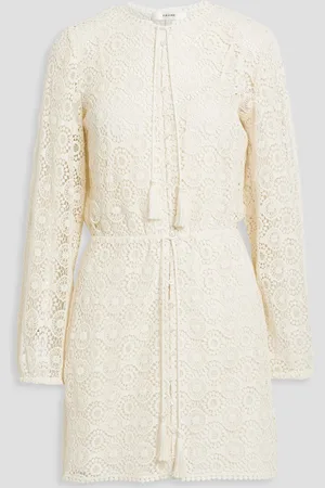 Frame Tasseled crocheted cotton mini dress - White - M