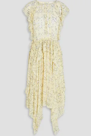 ULLA JOHNSON Caterina floral-print silk-georgette midi dress - Yellow - US 4