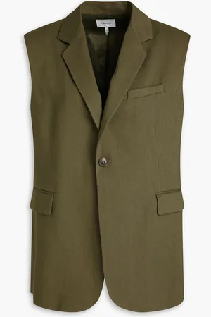 Frame Linen-blend twill vest - Green - S