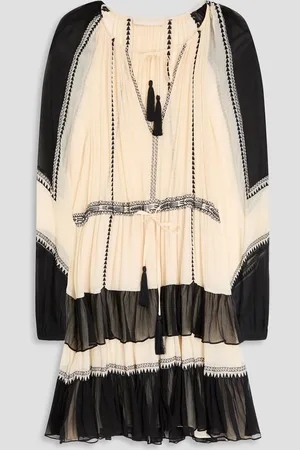 ULLA JOHNSON Loreli embroidered silk-crepon mini dress - White - US 6