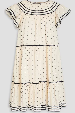 ULLA JOHNSON Kaede tiered fil coupé cotton mini dress - White - US 10