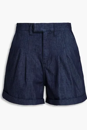 Frame Pleated denim shorts - Blue - US 12