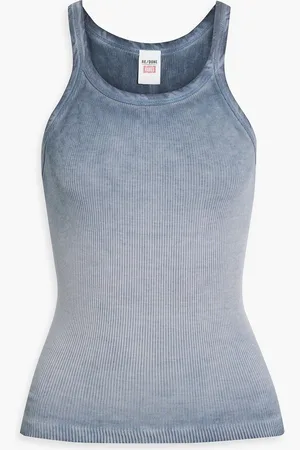 RE/DONE Ribbed cotton-jersey tank - Blue - XS