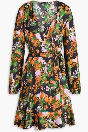 STINE GOYA Rania printed Lyocell-blend mini wrap dress - - L