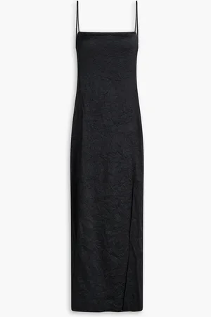 Ganni Crinkled stretch-satin midi dress - - DE 34