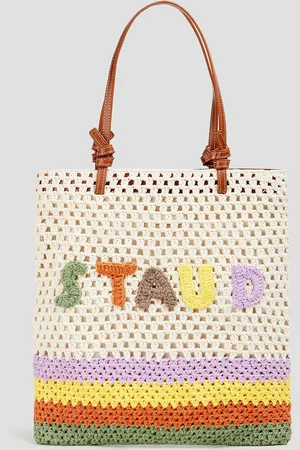 Staud Embroidered crocheted tote - White - OneSize