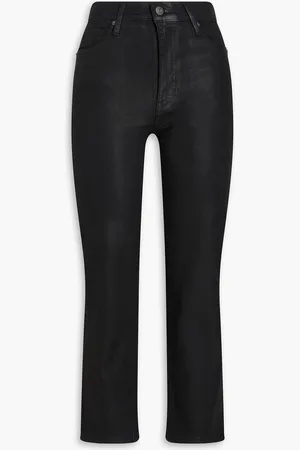 Frame Le Sleek Straight cropped coated high-rise straight-leg jeans - - 32