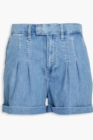 Frame Pleated denim shorts - Blue - US 0