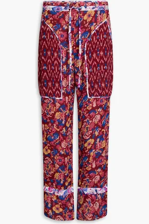Marant Etoile Printed georgette straight-leg pants - Burgundy - FR 40