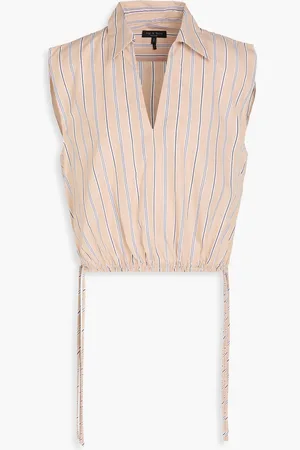 RAG&BONE Fiona cropped striped cotton-poplin blouse - Neutral - L