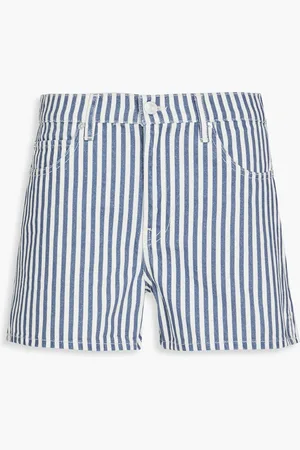 Frame The Vintage Relaxed striped denim shorts - Blue - 30