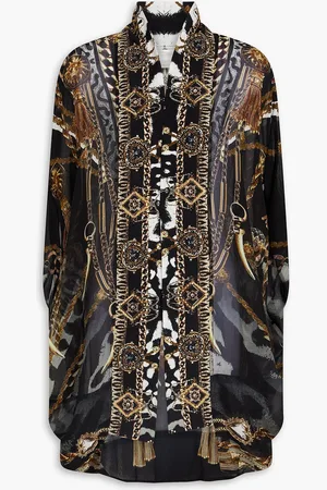 Camilla Crystal-embellished printed silk-chiffon cape - - ONESIZE