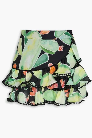 CHARO RUIZ IBIZA Badajoz ruffled printed cotton-blend voile mini skirt - Green - M