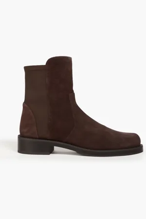 Stuart Weitzman Microstretch and suede ankle boots - Brown - EU 35