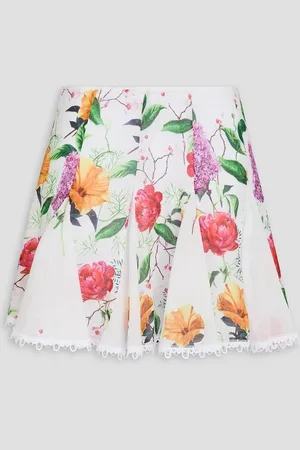 CHARO RUIZ IBIZA Oxaya guipure lace-trimmed floral-print cotton-blend voile mini skirt - - L