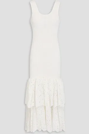 CHARO RUIZ IBIZA Isa shirred broderie anglaise cotton-blend midi dress - - L