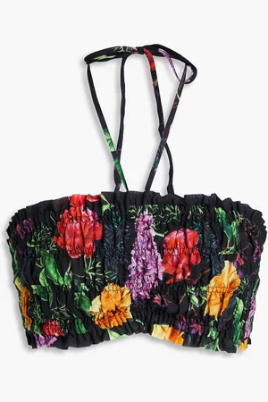 CHARO RUIZ IBIZA Leta cropped floral-print cotton-blend voile halterneck top - - M