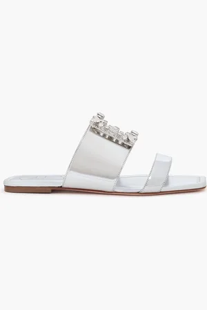 Roger Vivier Crystal-embellished mirrored-leather sandals - Metallic - EU 34.5