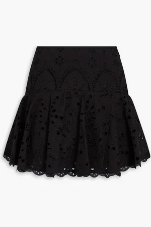 CHARO RUIZ IBIZA Saria fluted broderie anglaise cotton-blend mini skirt - - M