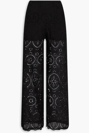 CHARO RUIZ IBIZA Broderie anglaise cotton-blend wide-leg pants - - XL