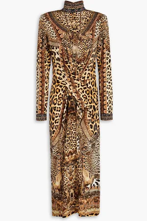 Camilla Crystal-embellished leopard-print stretch-jersey midi dress - - S