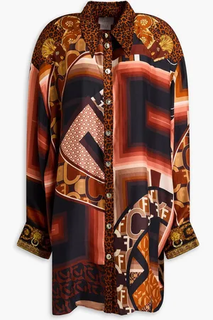 Camilla Crystal-embellished printed silk-twill shirt - - L