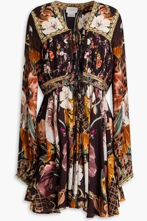 Camilla Embellished floral-print mousseline mini dress - - M