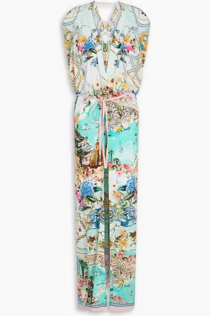 Camilla Crystal-embellished printed silk crepe de chine jacket - - ONESIZE