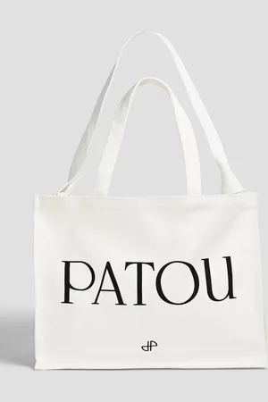 Patou Cream printed canvas tote - White - OneSize