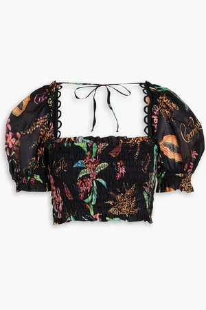 CHARO RUIZ IBIZA Liro cropped printed cotton-blend voile top - - S
