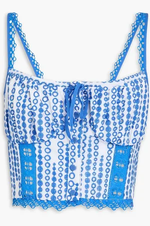 CHARO RUIZ IBIZA Valencia cropped broderie anglaise cotton-blend top - - M