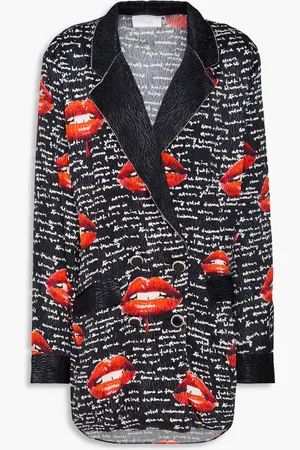 Camilla Double-breasted printed satin-jacquard blazer - - S