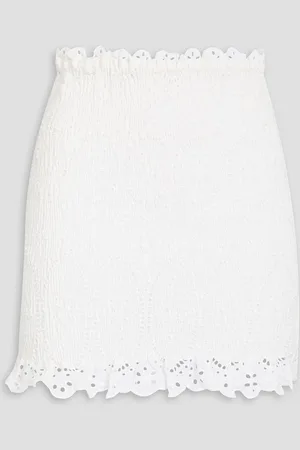 CHARO RUIZ IBIZA Paola shirred broderie anglaise cotton-blend mini skirt - - L