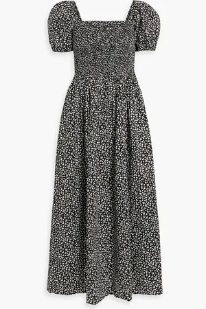 Solid The Corinna shirred printed cotton-voile maxi dress - - S