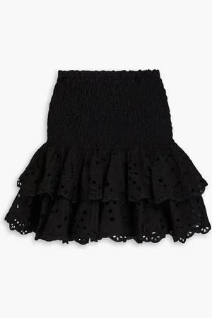 CHARO RUIZ IBIZA Noa tiered broderie anglaise cotton-blend mini skirt - - S