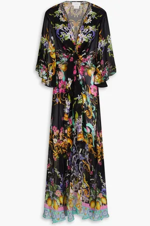 Camilla Crystal-embellished floral-print silk-chiffon wrap dress - - S/M