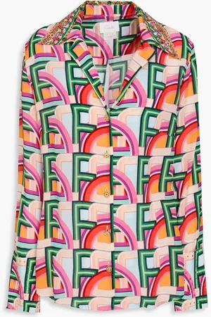 Camilla Embellished printed silk crepe de chine shirt - - S